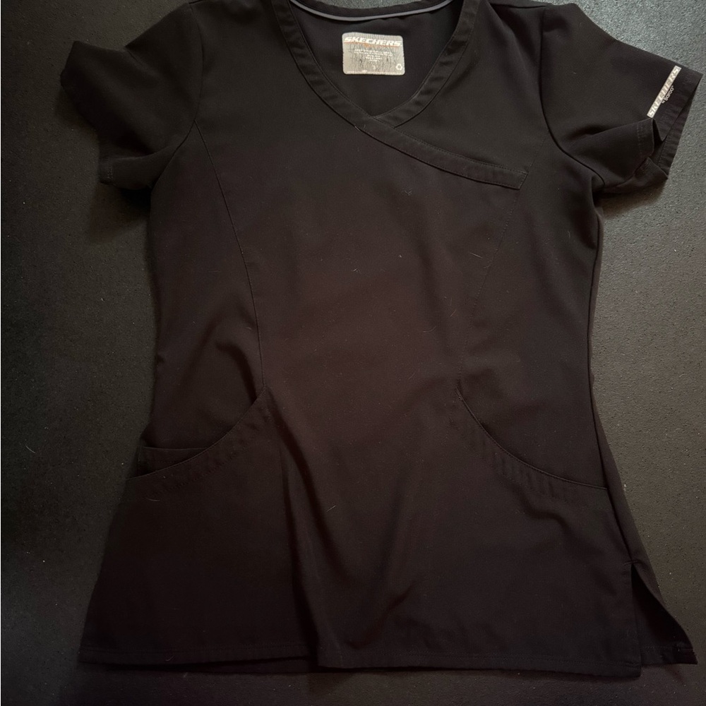 Skechers Black Short Sleeve Scrub Women's Top